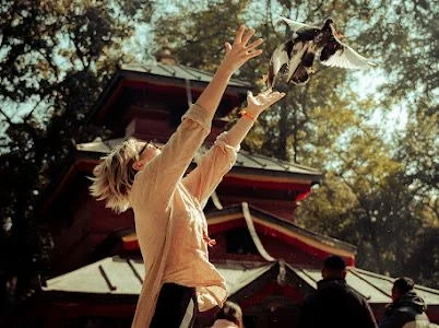 Yoga practice outdoors